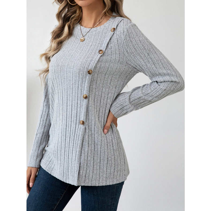 Round Neck Long Sleeve T-Shirt Apparel and Accessories