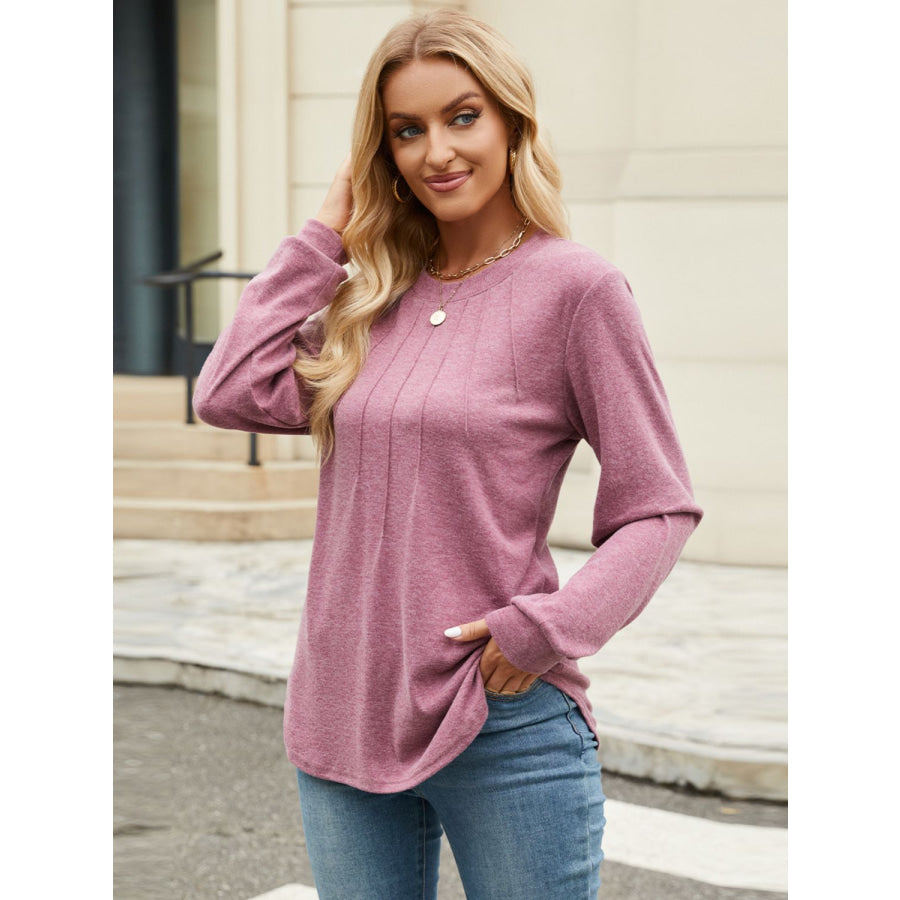 Round Neck Long Sleeve T-Shirt Apparel and Accessories