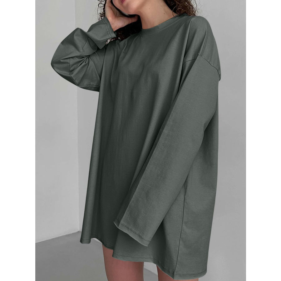 Round Neck Long Sleeve T-Shirt Apparel and Accessories