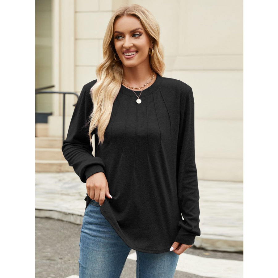 Round Neck Long Sleeve T-Shirt Apparel and Accessories