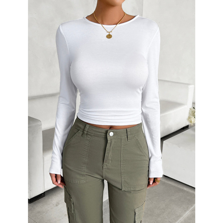 Round Neck Long Sleeve T-Shirt Apparel and Accessories