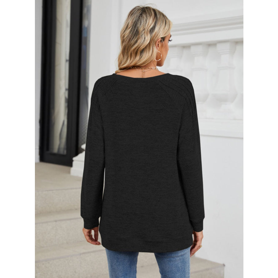 Round Neck Long Sleeve T-Shirt Apparel and Accessories