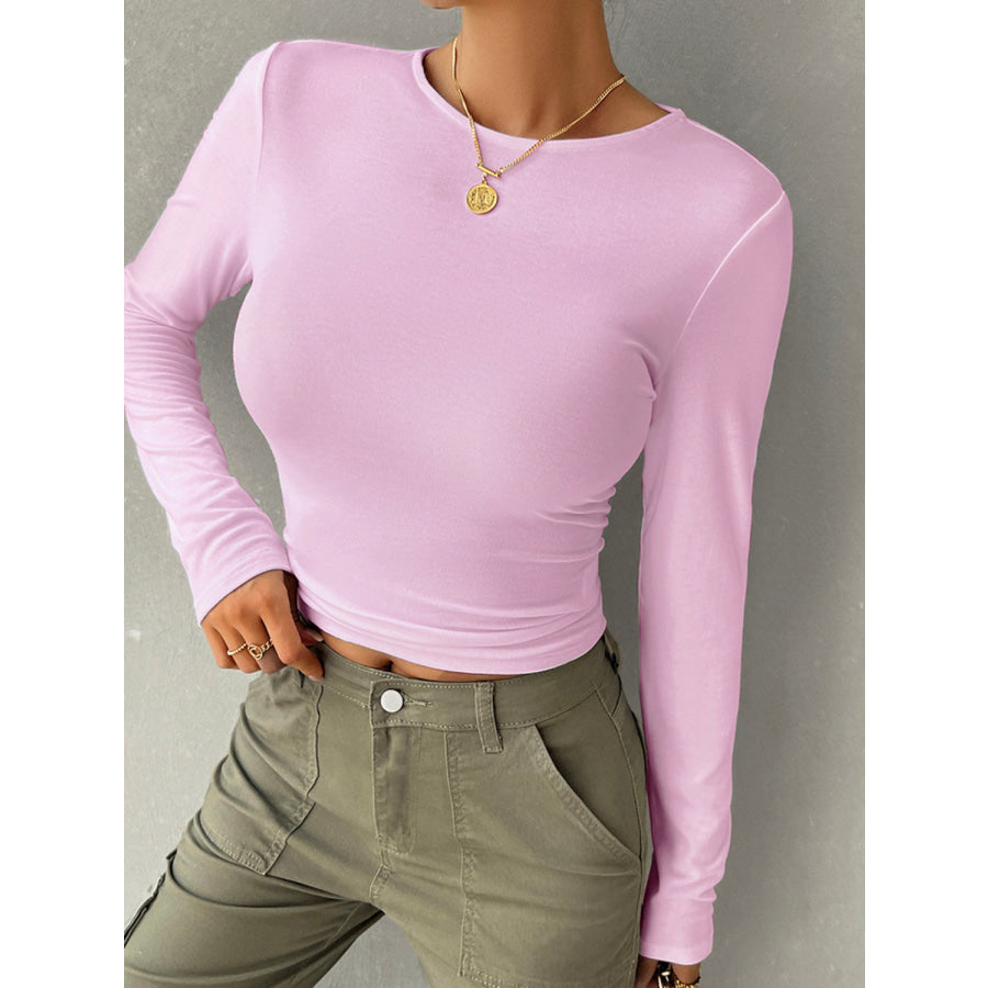 Round Neck Long Sleeve T-Shirt Apparel and Accessories