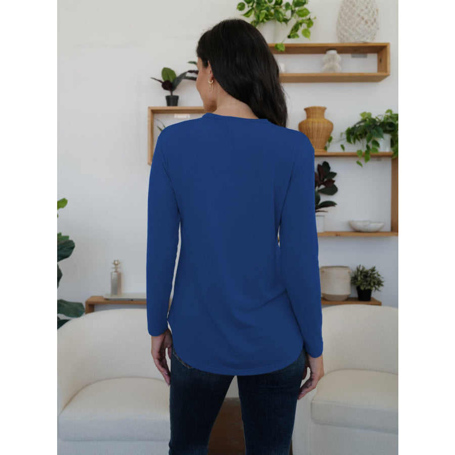 Round Neck Long Sleeve T-Shirt Apparel and Accessories