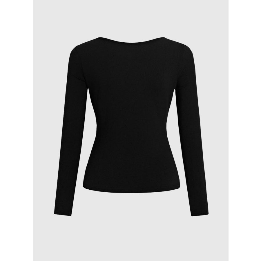 Round Neck Long Sleeve T-Shirt Apparel and Accessories