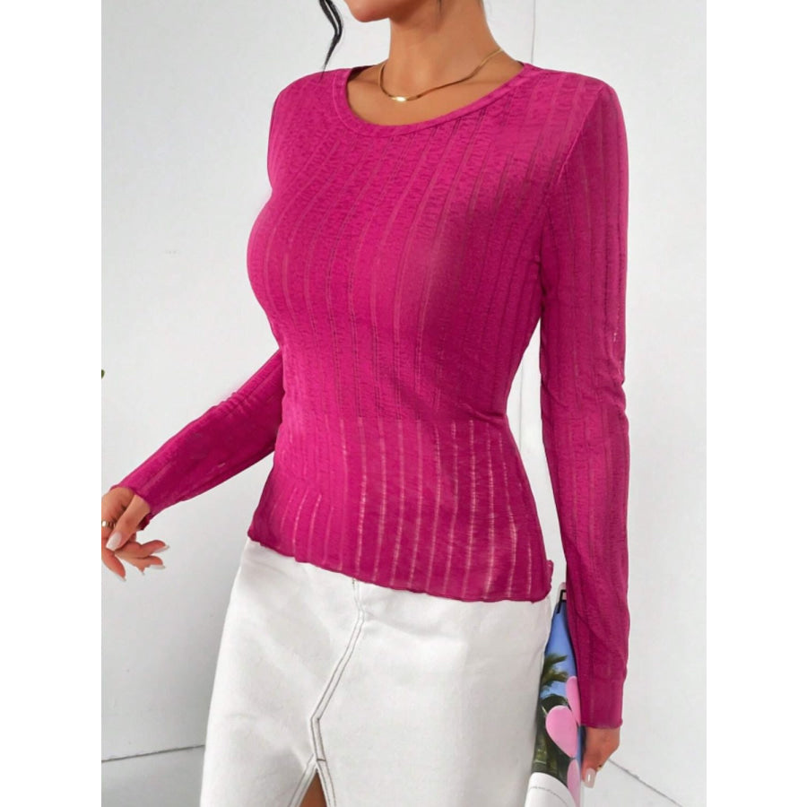 Round Neck Long Sleeve T-Shirt Apparel and Accessories