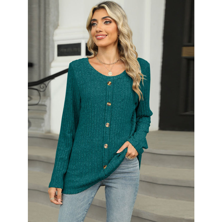 Round Neck Long Sleeve T-Shirt Apparel and Accessories