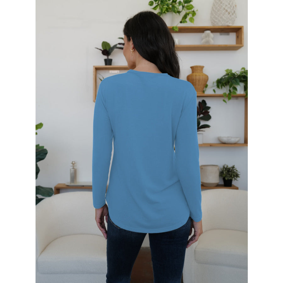 Round Neck Long Sleeve T-Shirt Apparel and Accessories