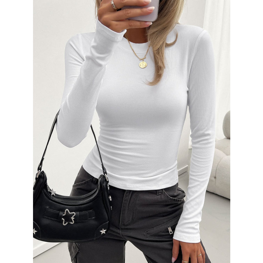 Round Neck Long Sleeve T-Shirt Apparel and Accessories