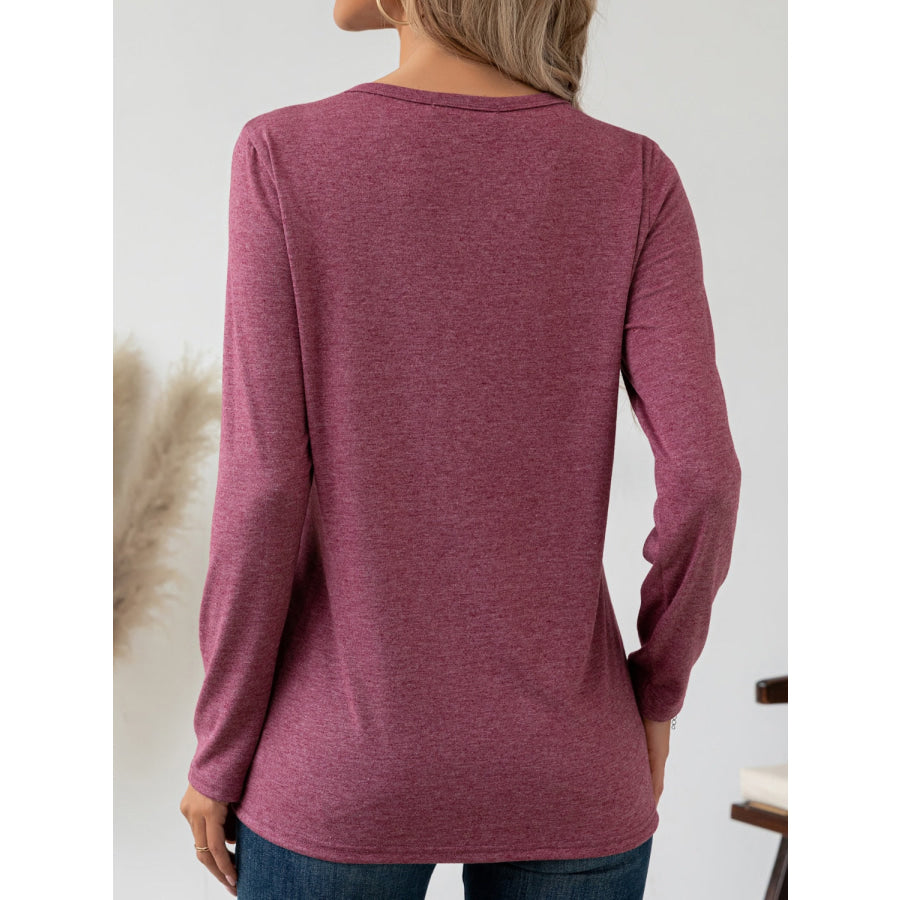 Round Neck Long Sleeve T-Shirt Apparel and Accessories