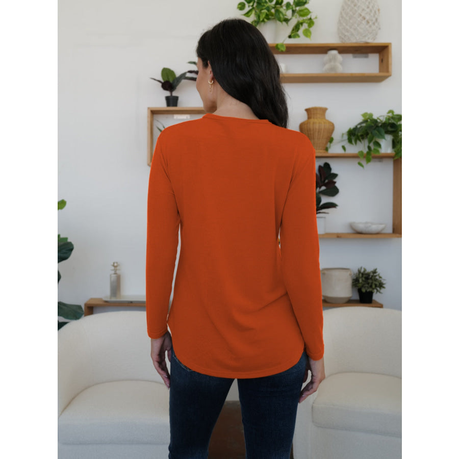 Round Neck Long Sleeve T-Shirt Apparel and Accessories