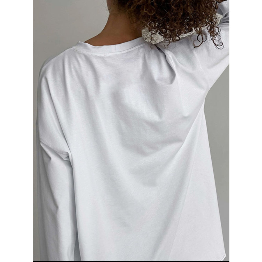 Round Neck Long Sleeve T-Shirt Apparel and Accessories