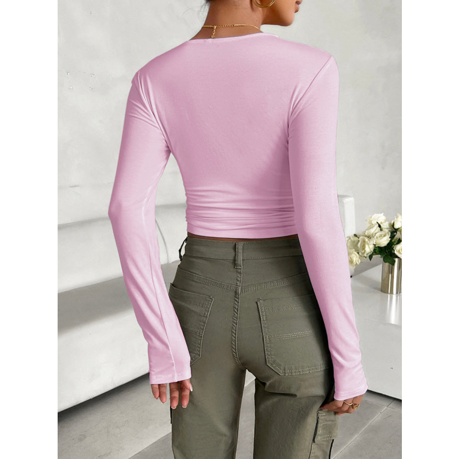 Round Neck Long Sleeve T-Shirt Apparel and Accessories