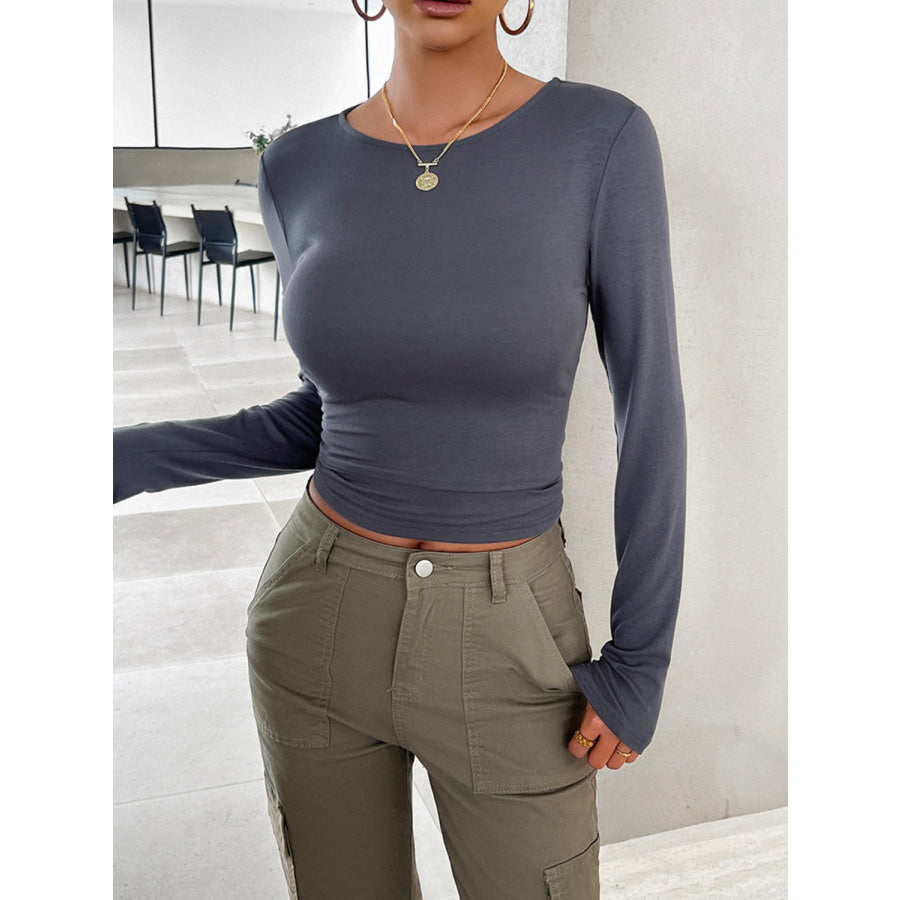Round Neck Long Sleeve T-Shirt Apparel and Accessories
