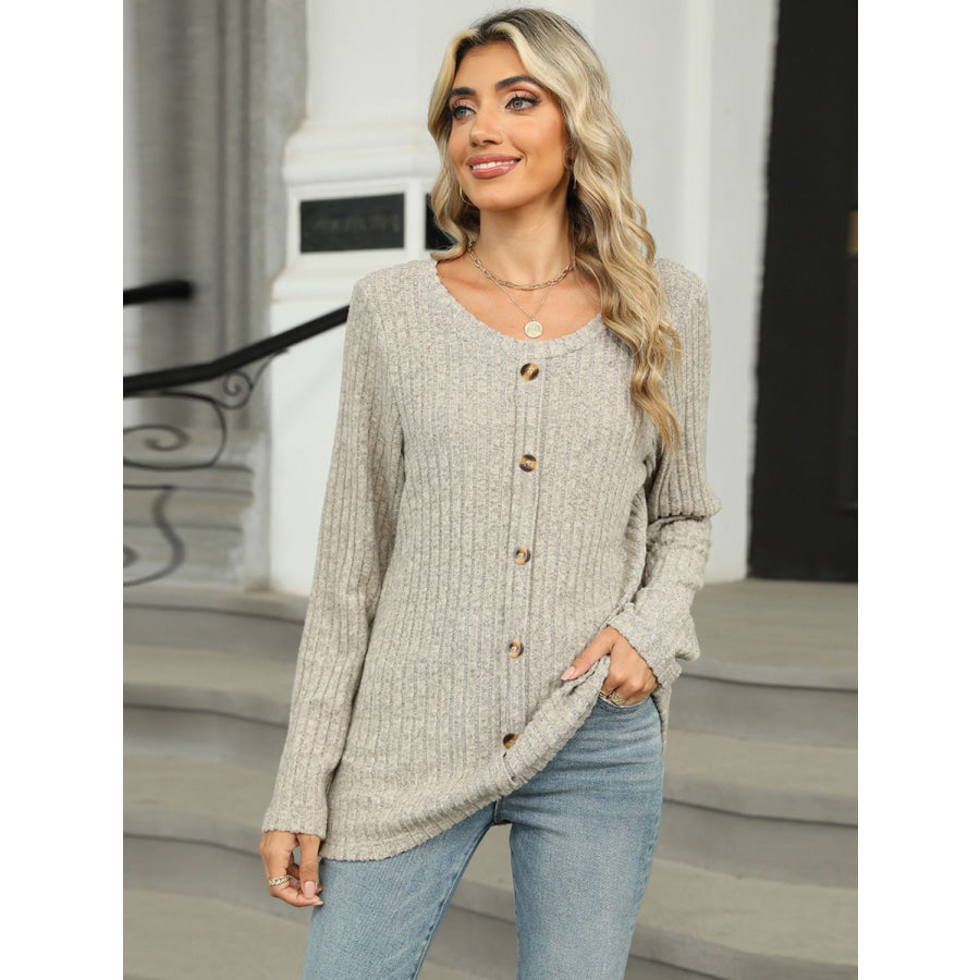 Round Neck Long Sleeve T-Shirt Apparel and Accessories