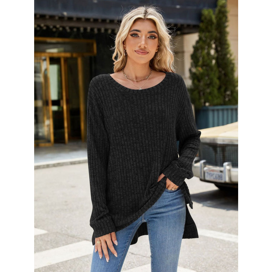 Round Neck Long Sleeve T-Shirt Apparel and Accessories