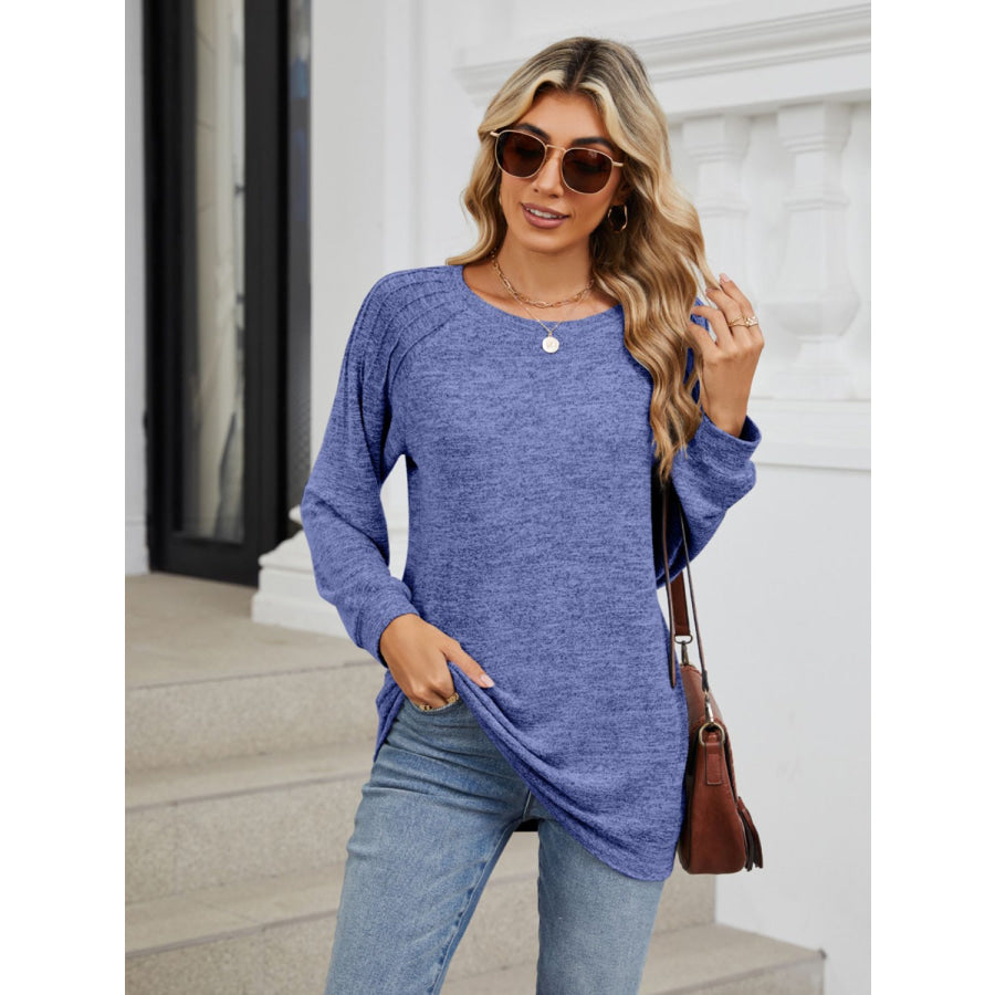 Round Neck Long Sleeve T-Shirt Apparel and Accessories