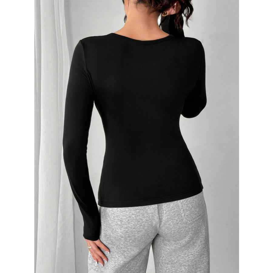 Round Neck Long Sleeve T-Shirt Apparel and Accessories