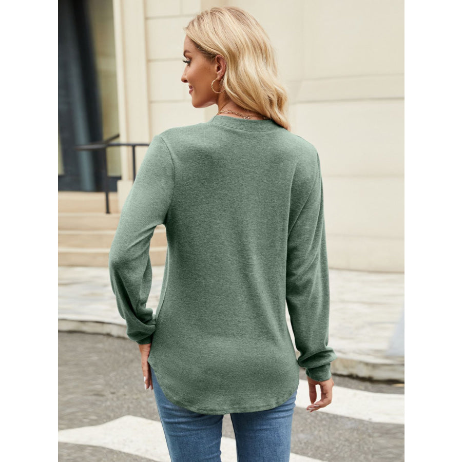 Round Neck Long Sleeve T-Shirt Apparel and Accessories