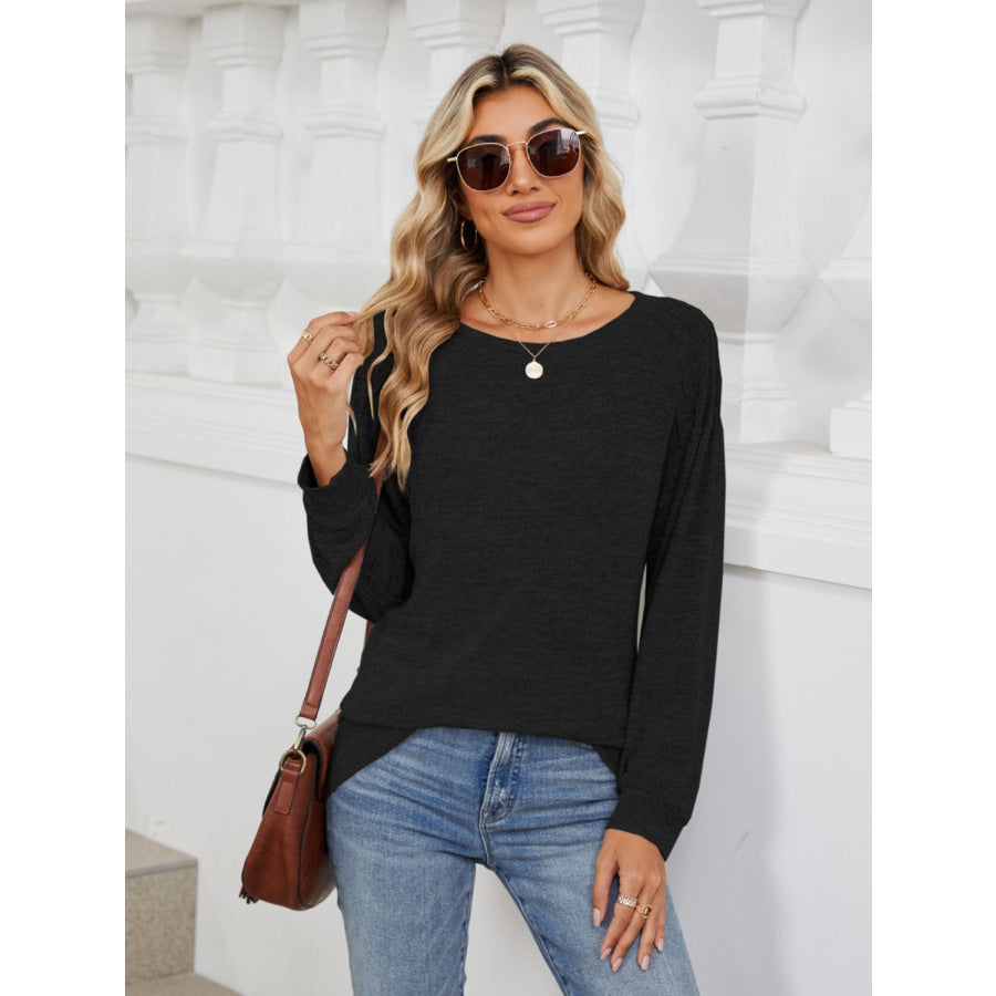 Round Neck Long Sleeve T-Shirt Apparel and Accessories