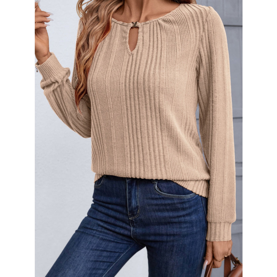 Round Neck Long Sleeve T-Shirt Apparel and Accessories