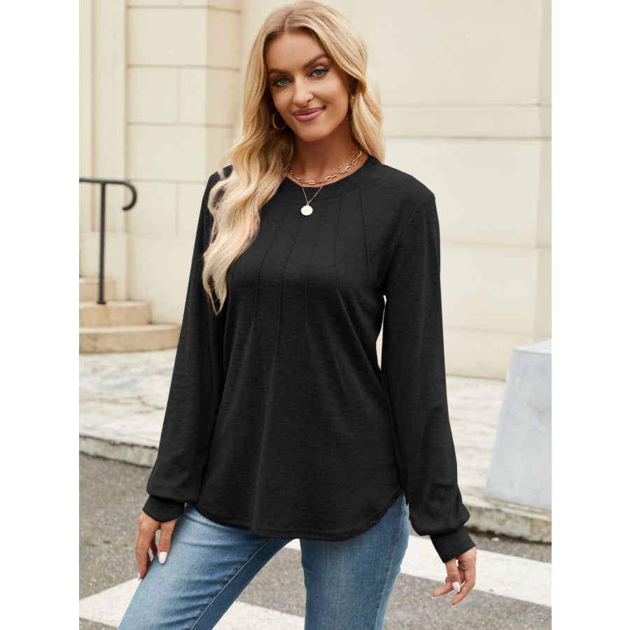 Round Neck Long Sleeve T-Shirt Apparel and Accessories