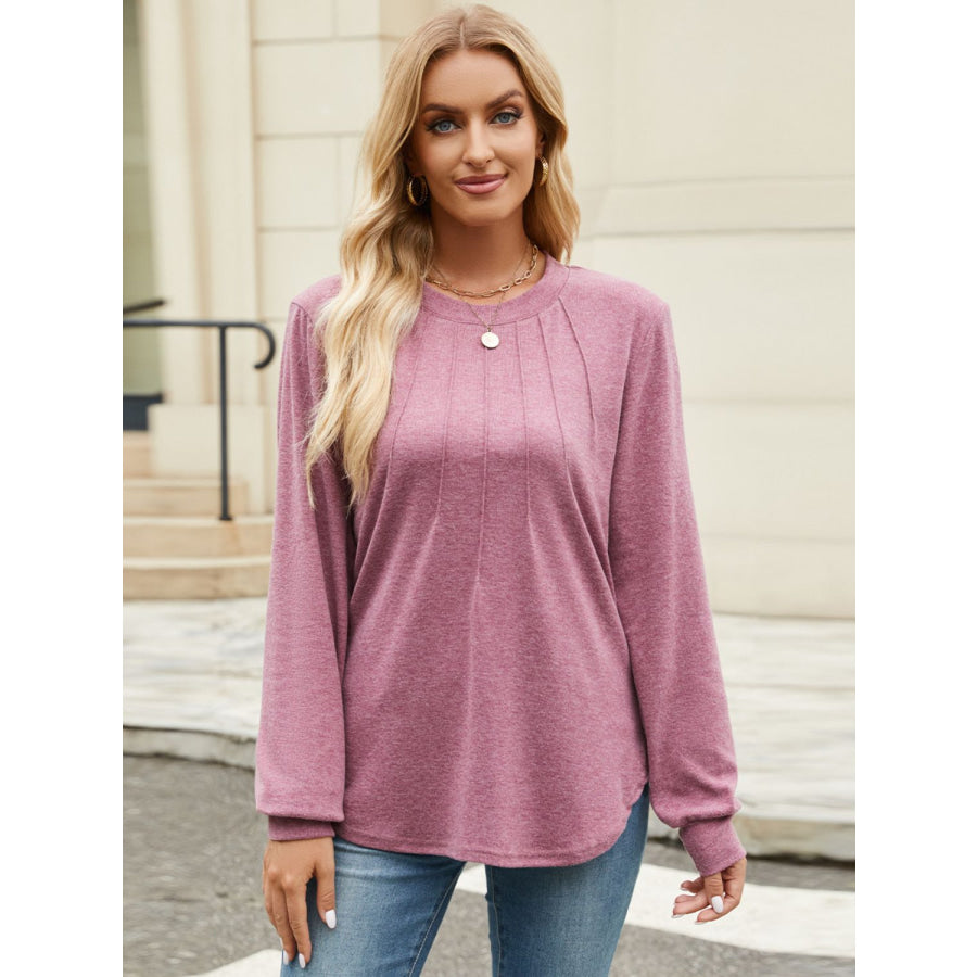 Round Neck Long Sleeve T-Shirt Apparel and Accessories