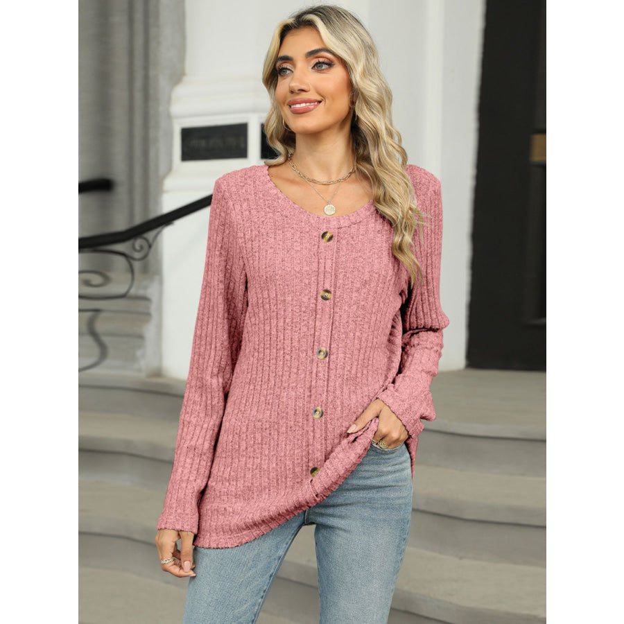 Round Neck Long Sleeve T-Shirt Apparel and Accessories