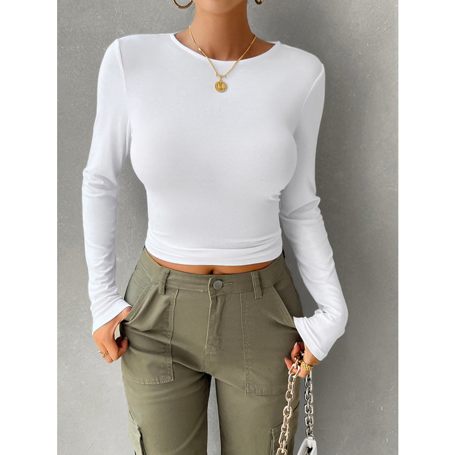 Round Neck Long Sleeve T-Shirt Apparel and Accessories