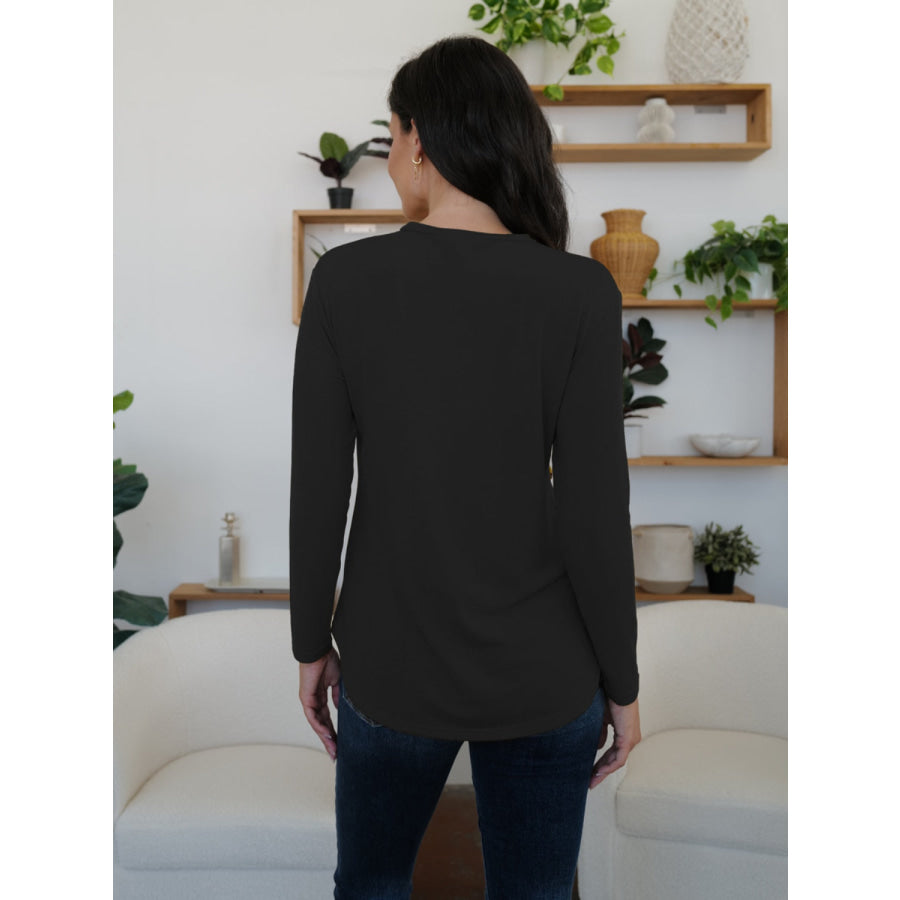 Round Neck Long Sleeve T-Shirt Apparel and Accessories