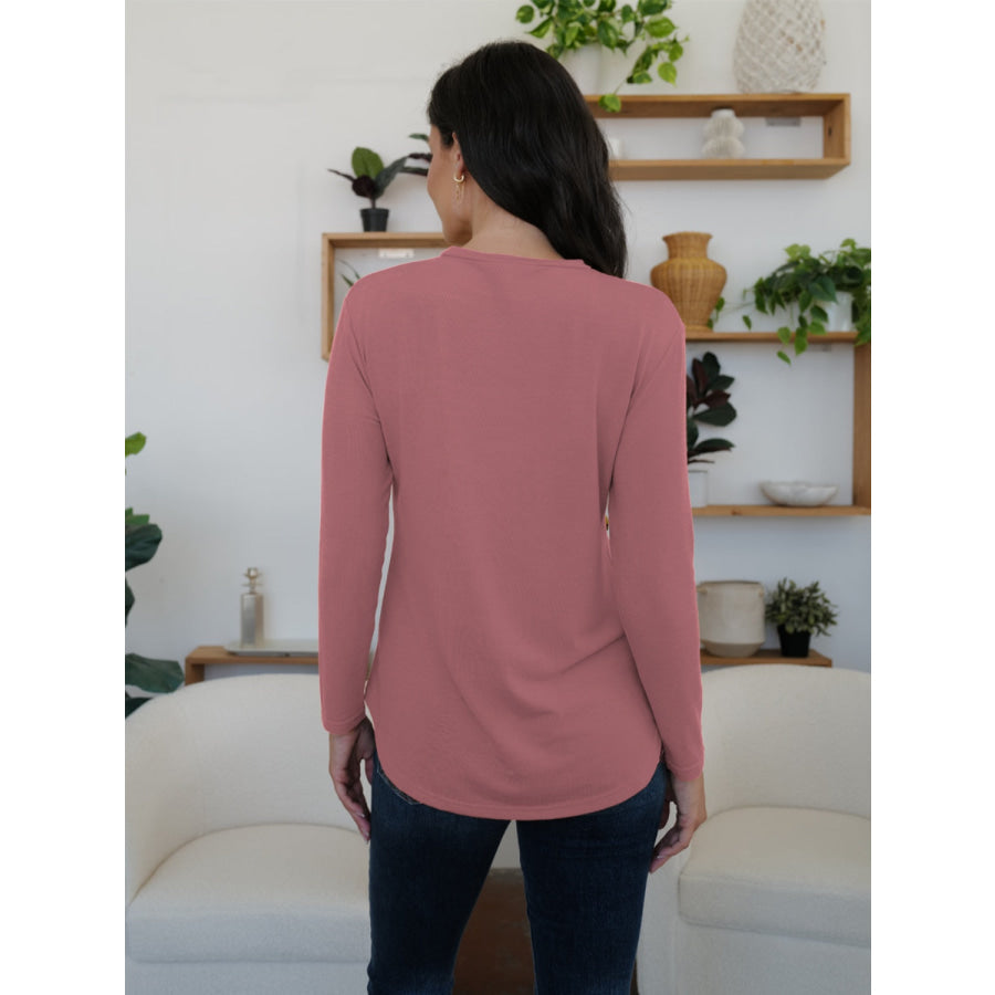 Round Neck Long Sleeve T-Shirt Apparel and Accessories