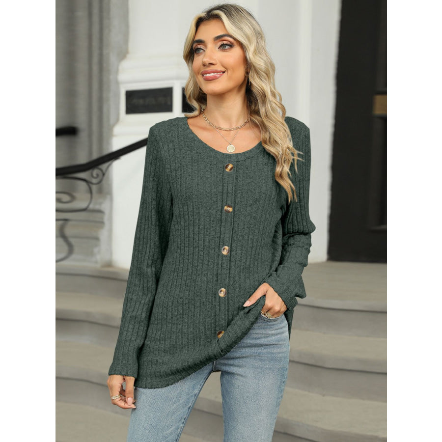 Round Neck Long Sleeve T-Shirt Apparel and Accessories