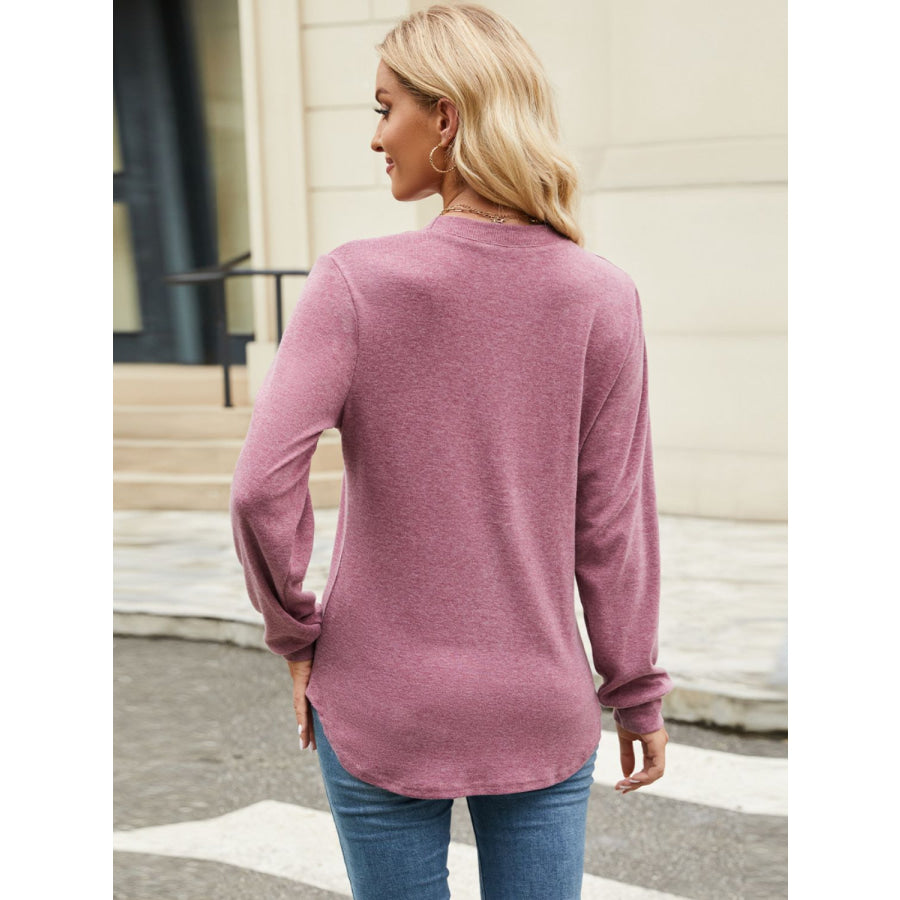 Round Neck Long Sleeve T-Shirt Apparel and Accessories