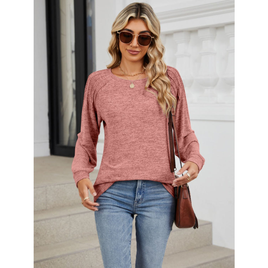 Round Neck Long Sleeve T-Shirt Apparel and Accessories