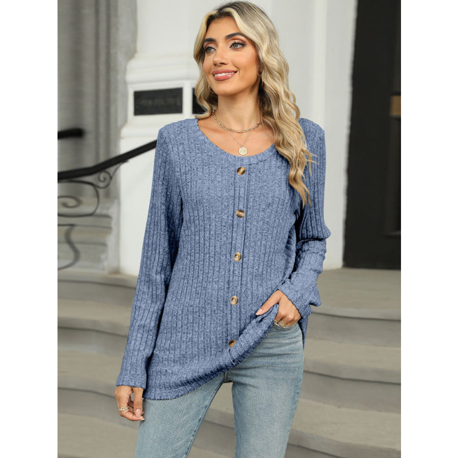 Round Neck Long Sleeve T-Shirt Apparel and Accessories