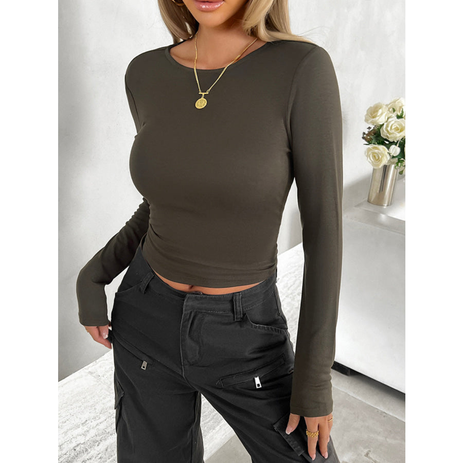 Round Neck Long Sleeve T-Shirt Apparel and Accessories