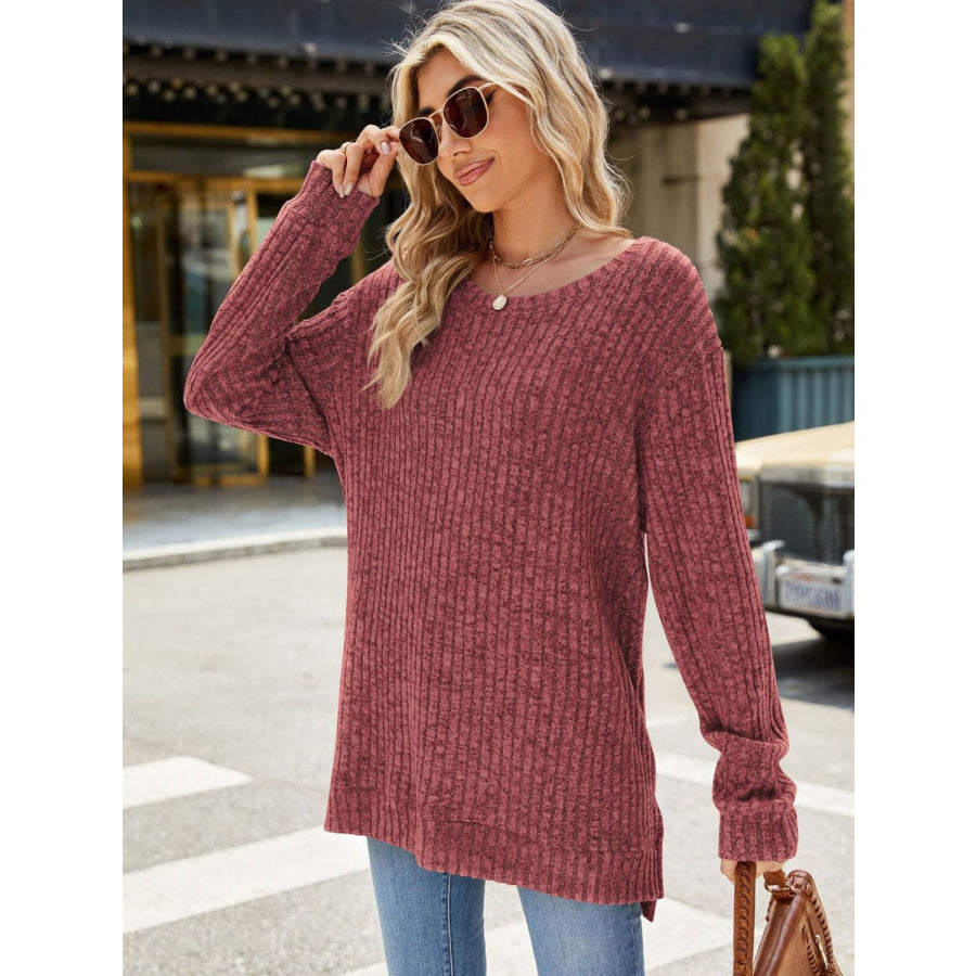 Round Neck Long Sleeve T-Shirt Apparel and Accessories