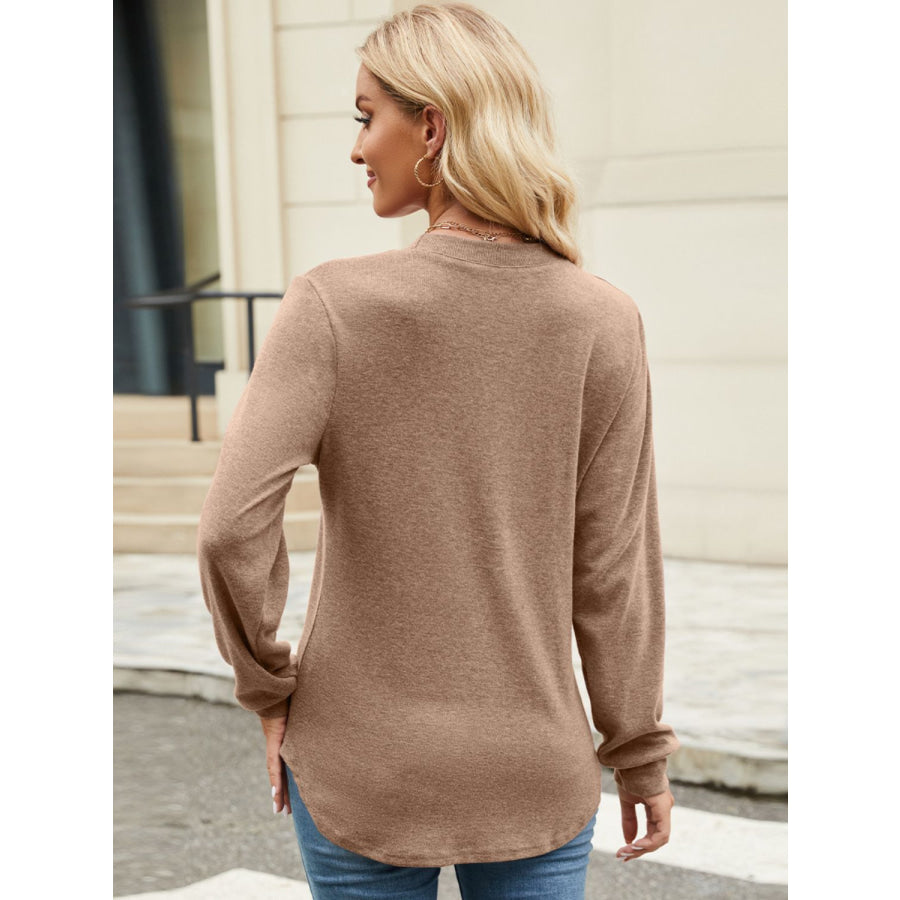 Round Neck Long Sleeve T-Shirt Apparel and Accessories