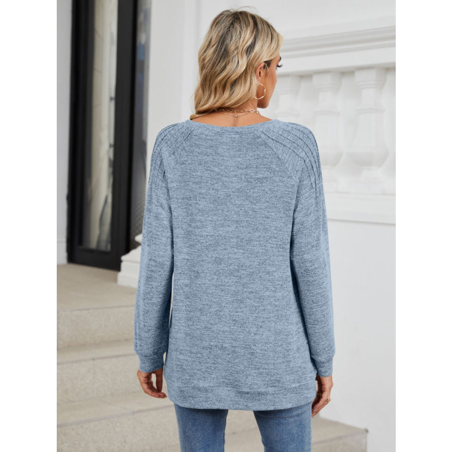 Round Neck Long Sleeve T-Shirt Apparel and Accessories