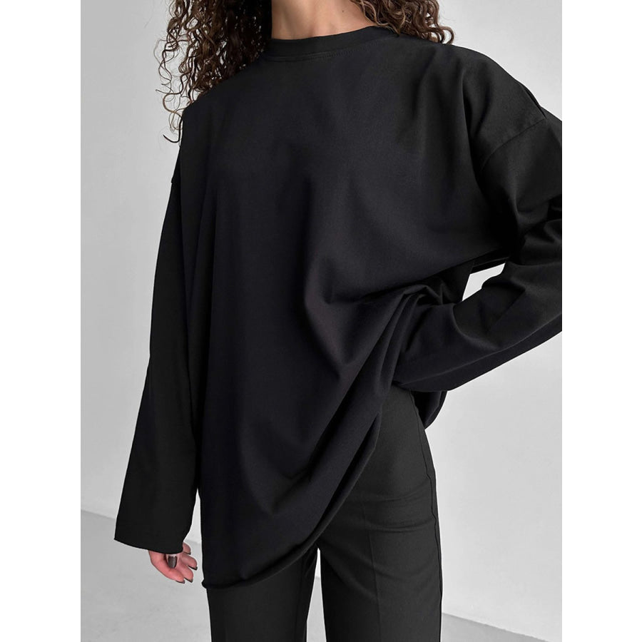 Round Neck Long Sleeve T-Shirt Apparel and Accessories