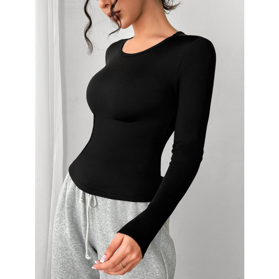 Round Neck Long Sleeve T-Shirt Apparel and Accessories