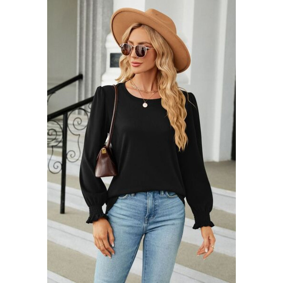 Round Neck Long Sleeve T - Shirt Charcoal / S Apparel and Accessories