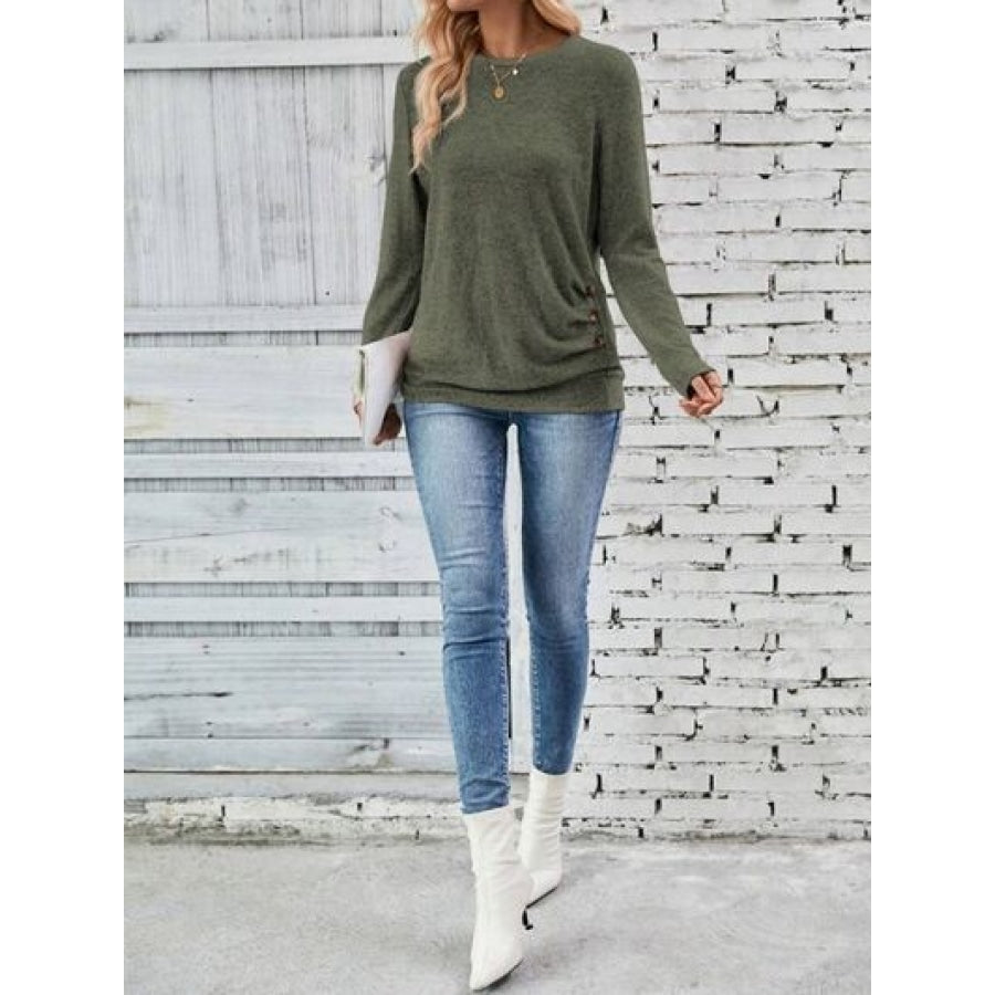 Round Neck Long Sleeve T-Shirt Clothing