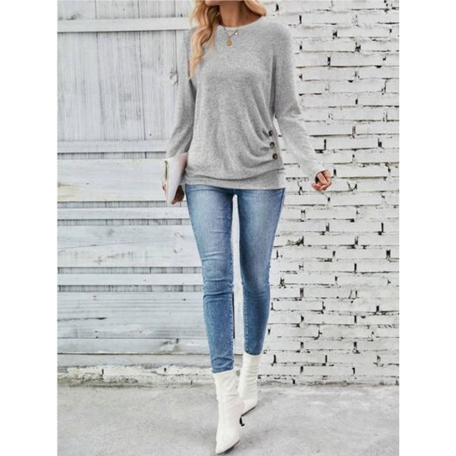 Round Neck Long Sleeve T-Shirt Clothing