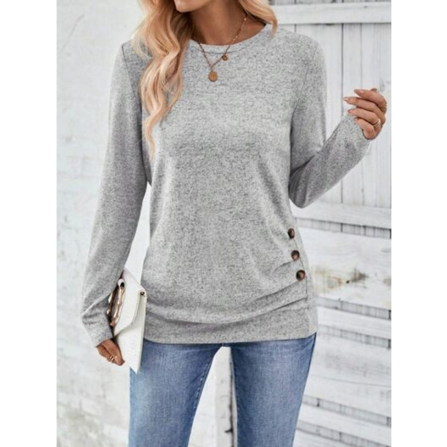 Round Neck Long Sleeve T-Shirt Clothing