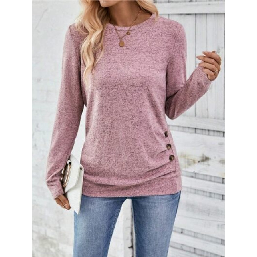 Round Neck Long Sleeve T-Shirt Clothing