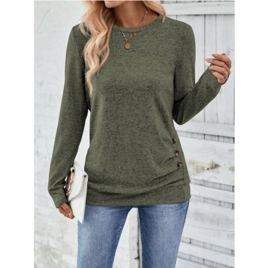 Round Neck Long Sleeve T-Shirt Clothing