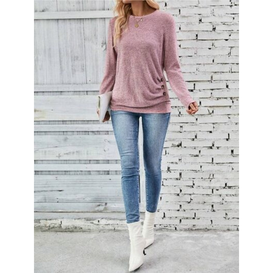 Round Neck Long Sleeve T-Shirt Clothing