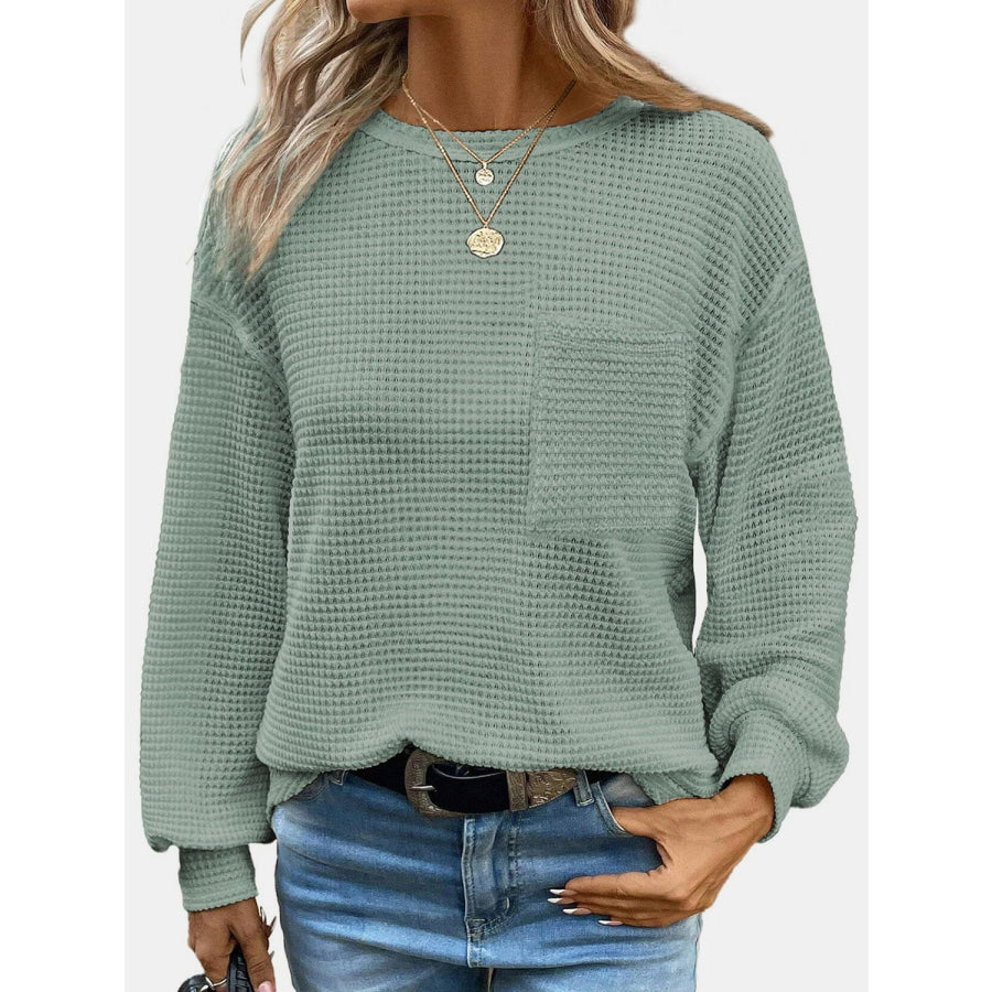 Round Neck Long Sleeve T-Shirt Sage / S Apparel and Accessories