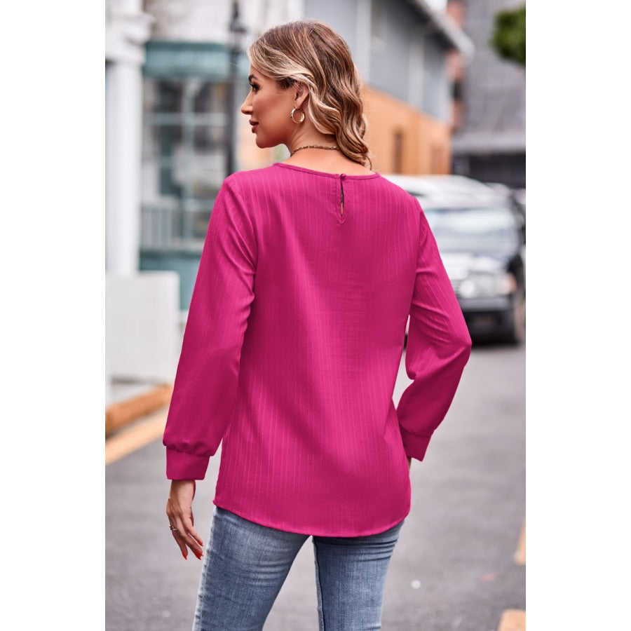 Round Neck Long Sleeve Tee Deep Rose / S